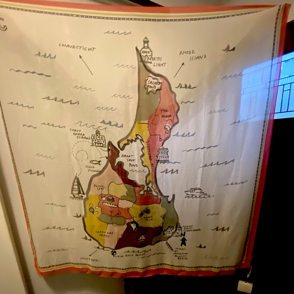 Block Island Beach Map Scarf 50” x 50.” Created by Loft artist.